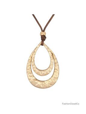 Boho Long Leather Choker Necklace Gold Circle Pendant Adjustable